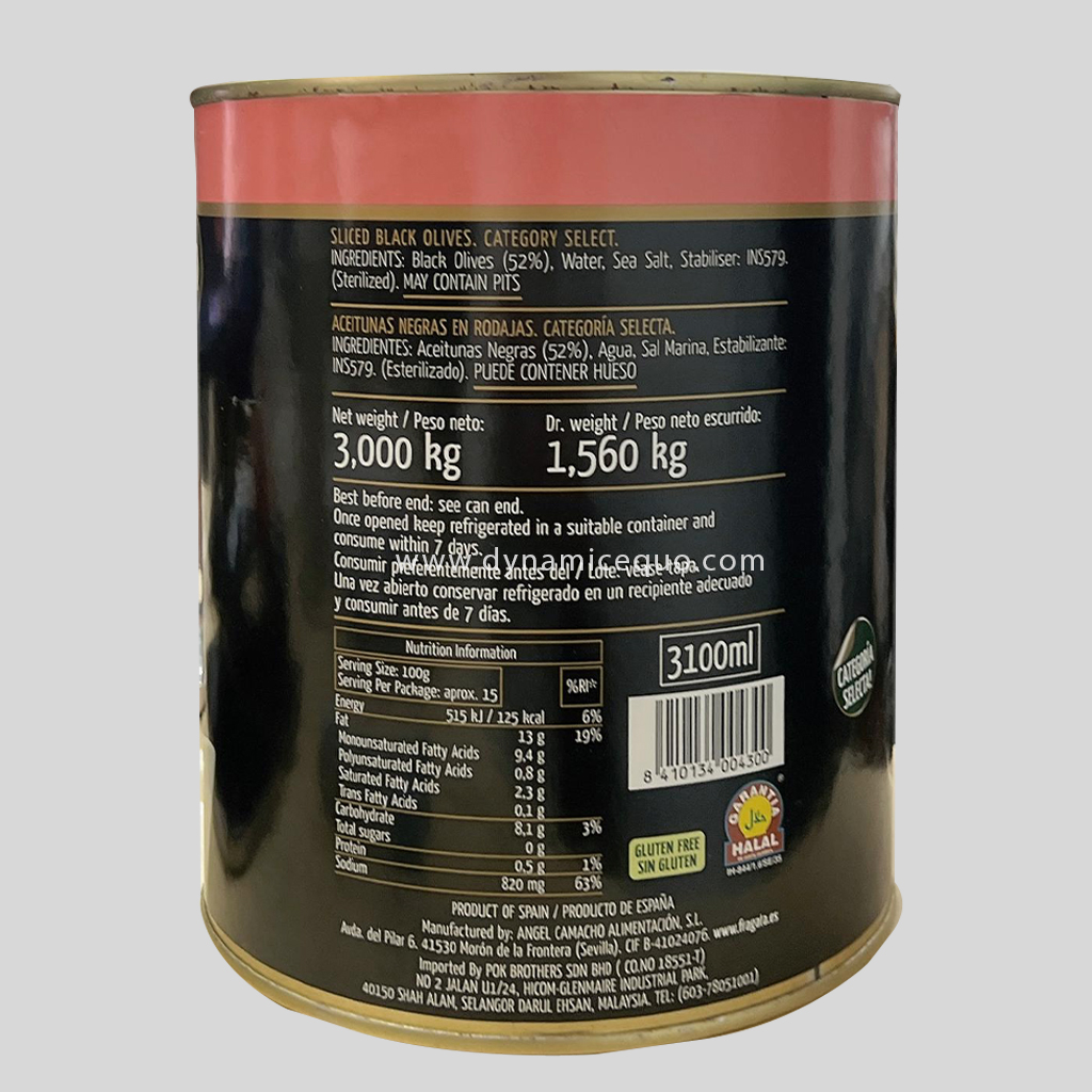 Fragata Sliced Black Olive 3KG 5