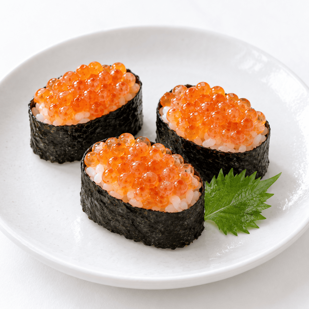 Delicate ikura gunkan sushi trio-1